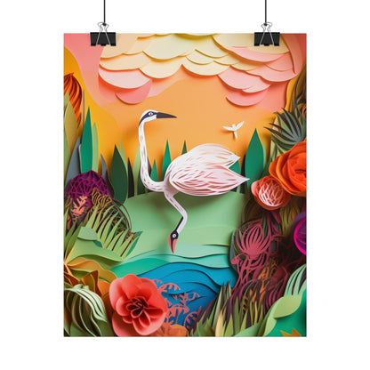 Peaceful Island Landscape: Paper Quilling Water Scene Art - Poster