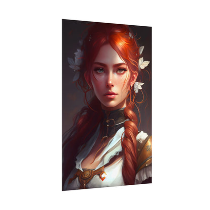 Elegant Redhead Portrait: Dark Background Artwork - Poster