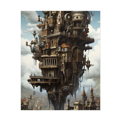 Steampunk Paris Cityscape: Colorful 19th Century Artwork - Poster