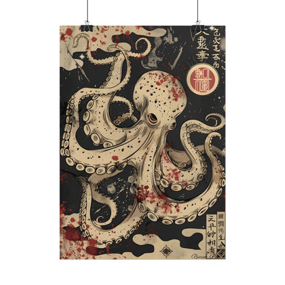 Stylized Japanese Octopus: Minimal Artwork - Poster