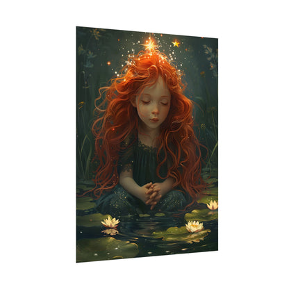 Sparkly Redhead Daydream: Young Girl Digital Art - Poster