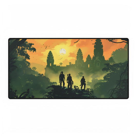 Timeless Grayscale: A Duo's Bond - Desk Mat