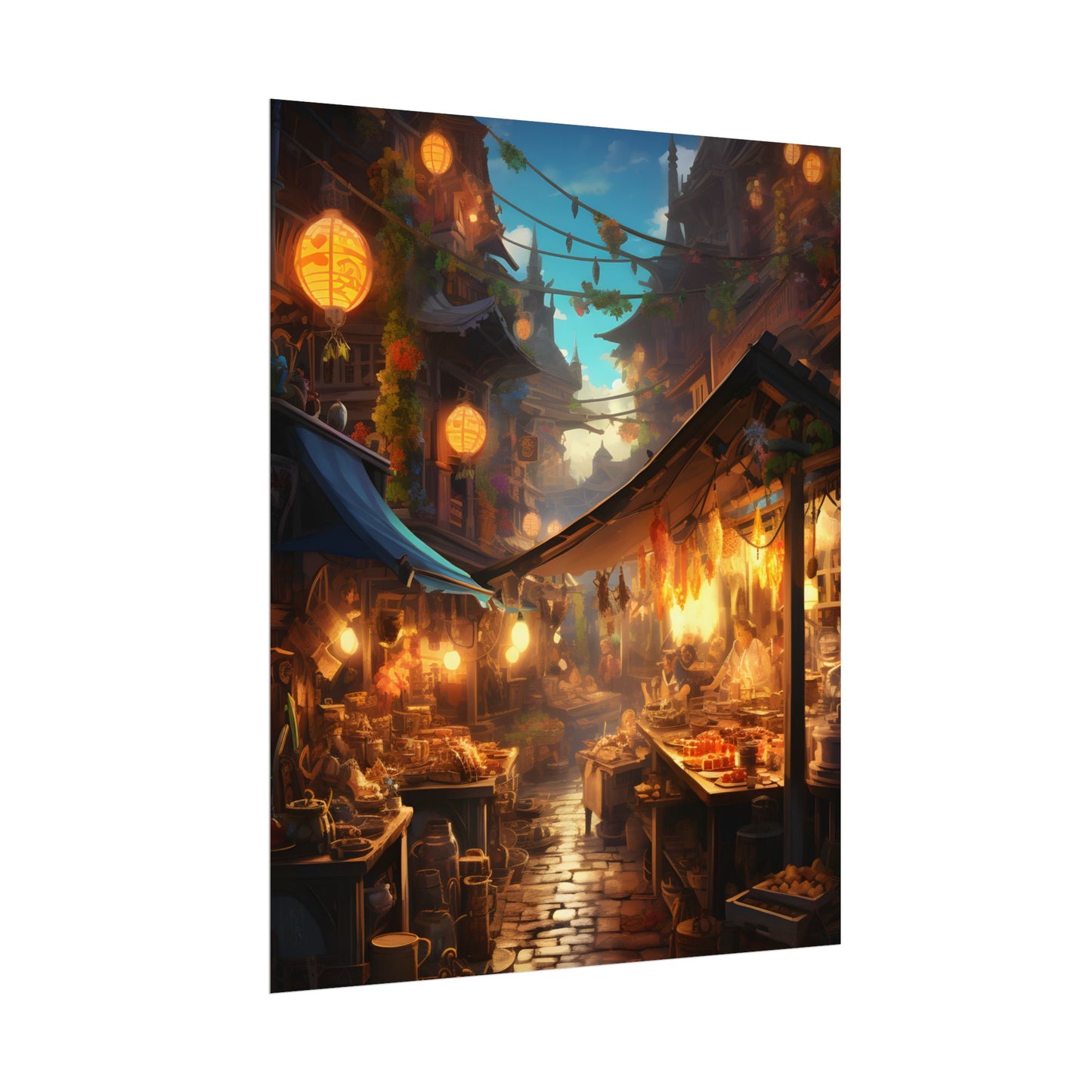 Magical Street Food Market: Vibrant Colors - Poster