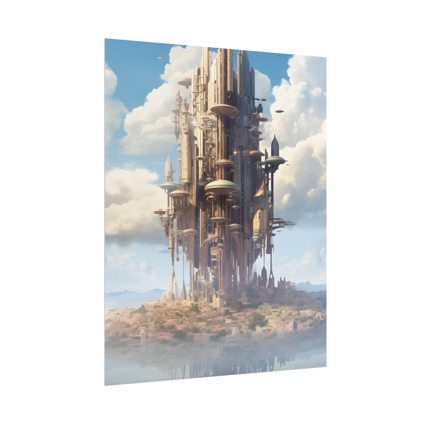Breathtaking Floating Cityscape: Columbia 6 Digital Art - Poster