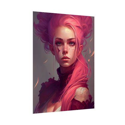 Enigmatic Portrait: Pink Hair in Darkness - Poster