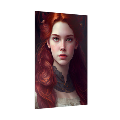 Beautiful Redhead Female Portrait: Classic Timeless Artwork - Poster