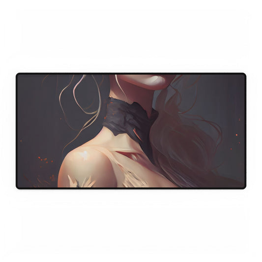 Elegant Blonde Portrait: Outdoor Woman in Dress - Desk Mat