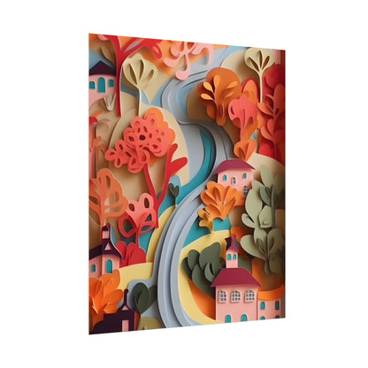 Intricate European Landscape: Paper Quilling Artwork - Poster