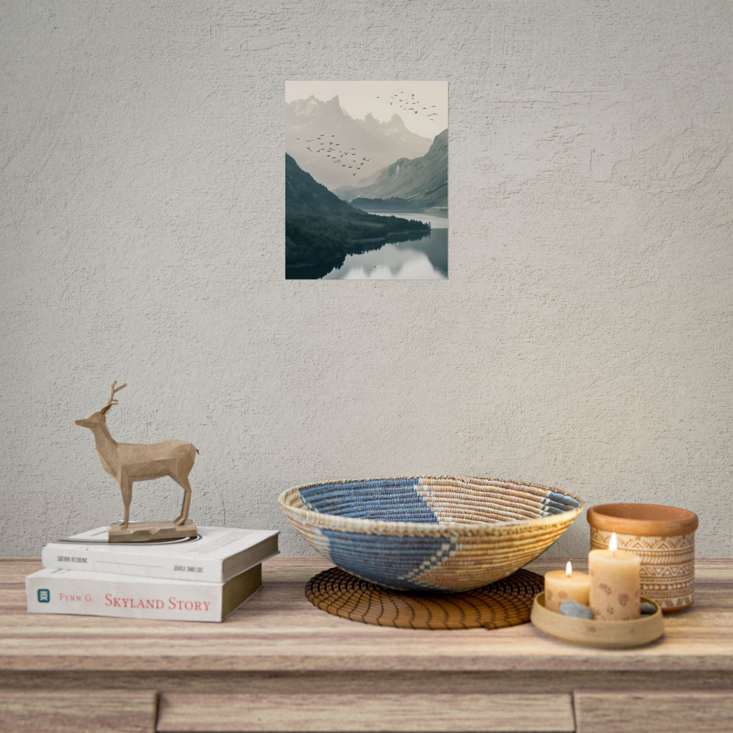 Serene Mountain Lake: A Peaceful Nature Artwork - Poster