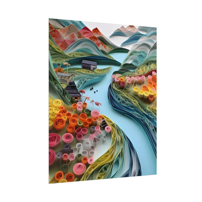 Paper Quilled Island Landscape: Handmade Artwork Photo - Poster