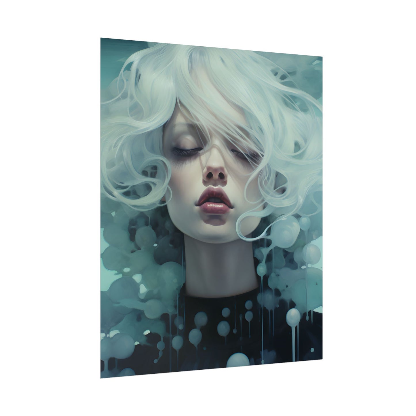 Candid Moment: Person in Reflection - Black and White Photography - Poster