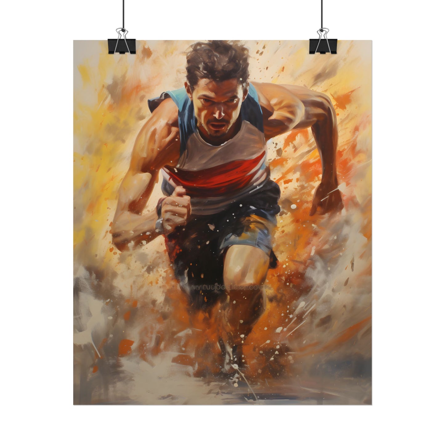 Passionate Athlete in Motion: Determined Sports Art - Poster