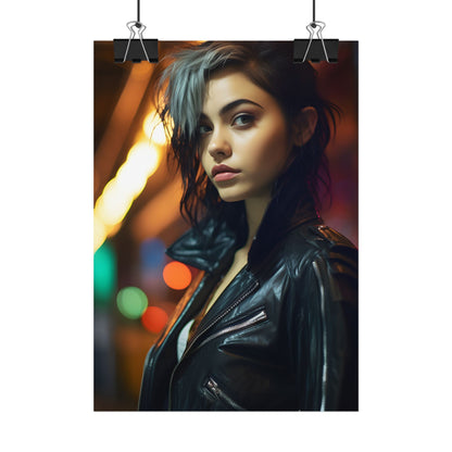 Vibrant Digital Art Print: Teenage Cyberpunk Close-Up - Poster