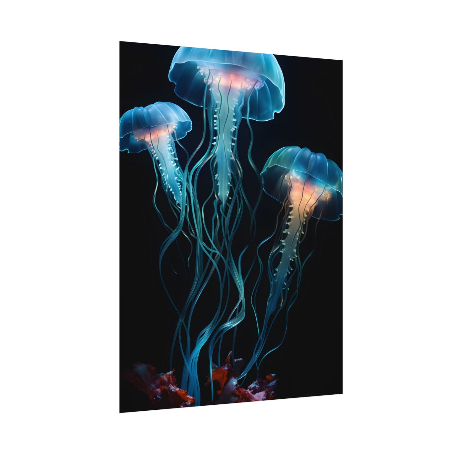 Bioluminescent Oceanic Ballet: Ethereal Underwater Dance - Poster