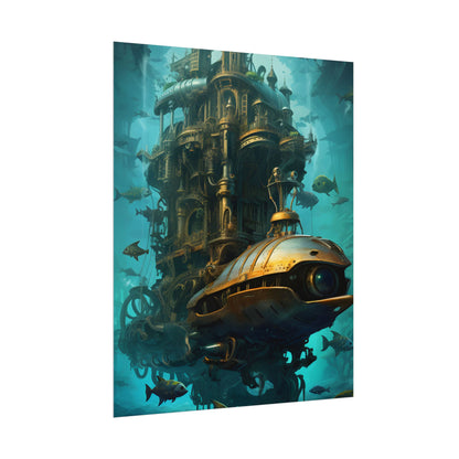 Steampunk Oceanic Adventure: Brass Skirted Explorer - Poster