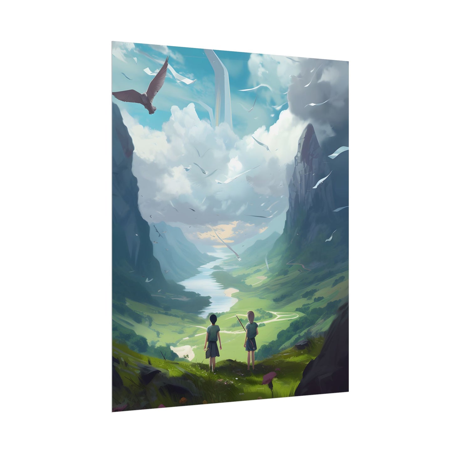 Tranquil Meadow Figures: Realistic Painting of People - Poster