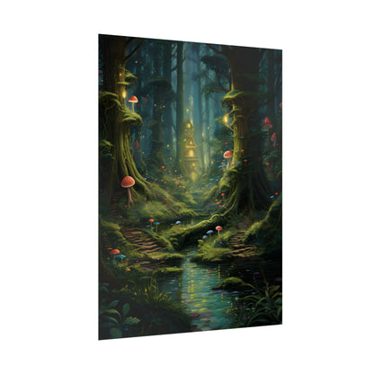 Enchanted Forest: Grimm's Fairy Tale Characters in Serene Woods - Poster