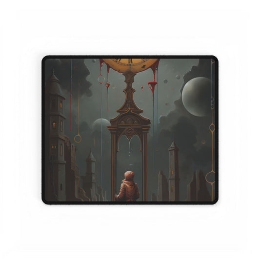 Golden Moment: Person Standing in Outdoor Sunrise Serenity - Desk Mat