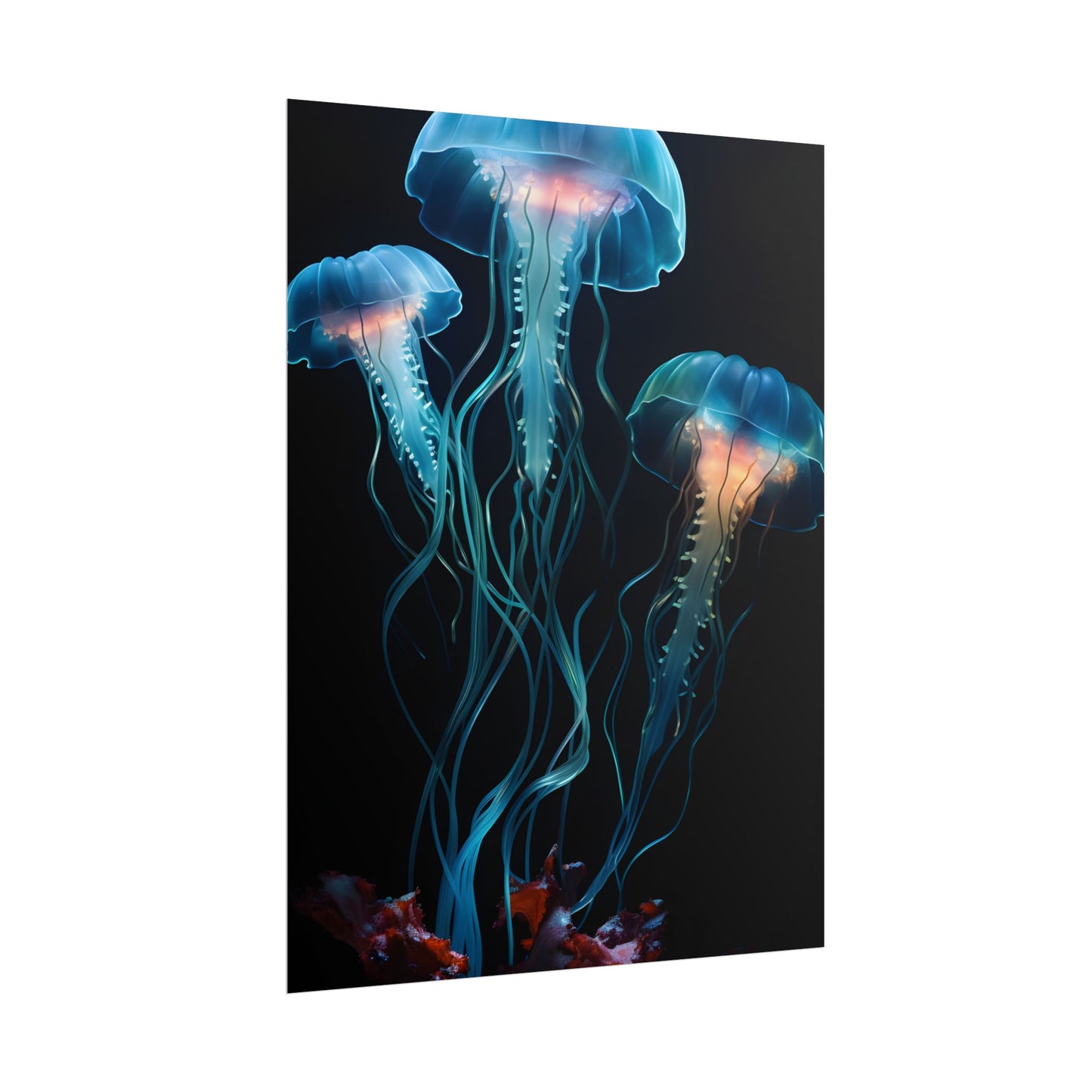 Bioluminescent Oceanic Ballet: Ethereal Underwater Dance - Poster