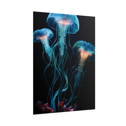 Bioluminescent Oceanic Ballet: Ethereal Underwater Dance - Poster