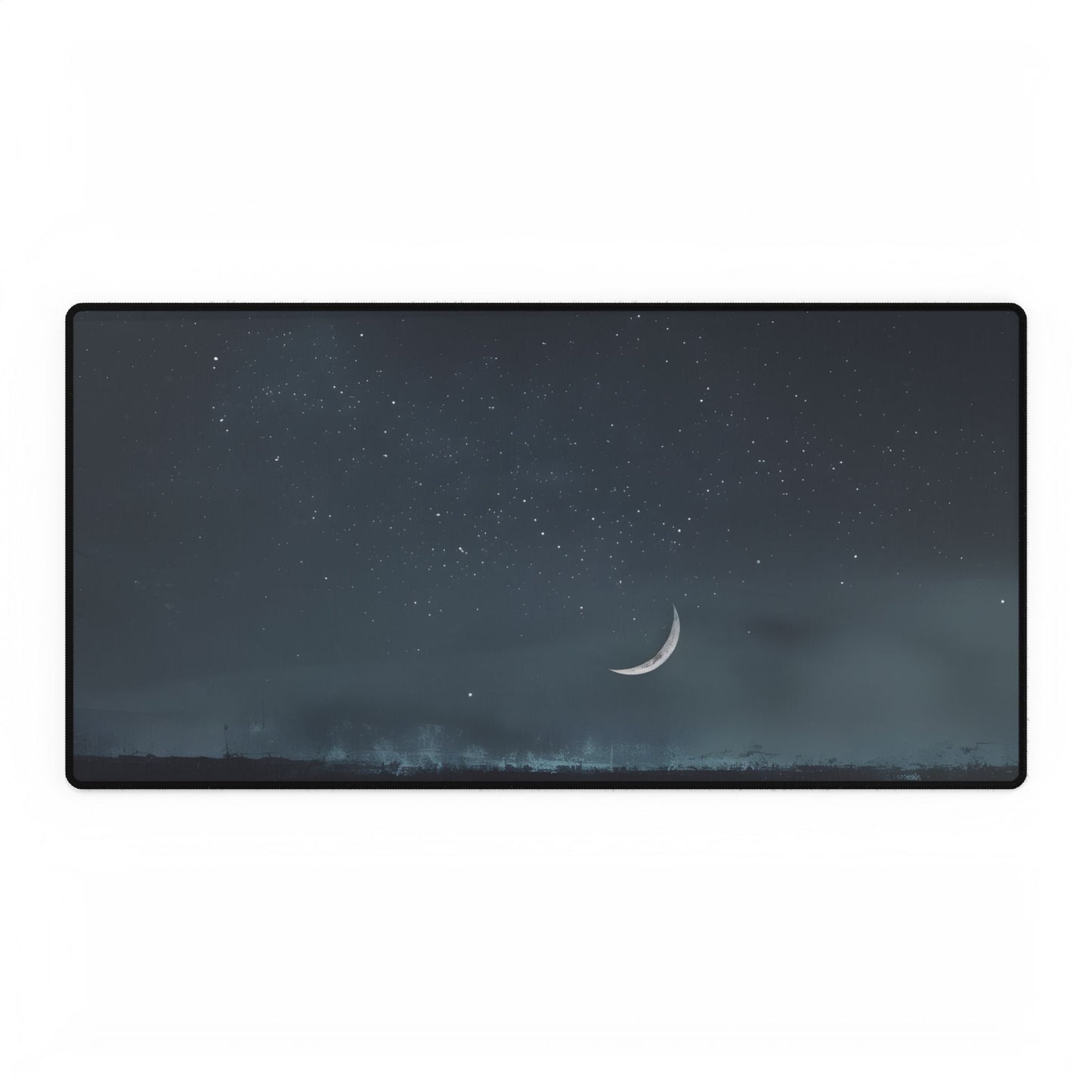Minimalist Night Tree: Soft Lighting in Blue-Gray Skies - Desk Mat