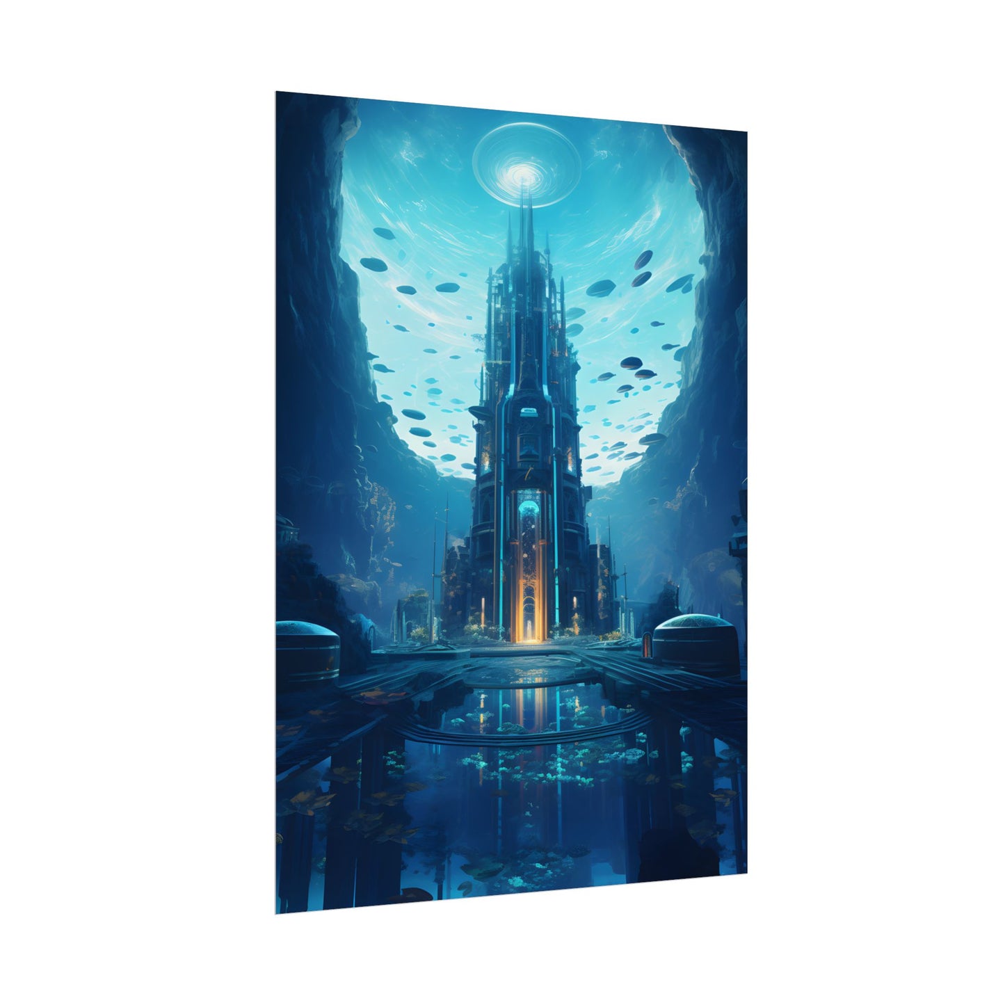 Dive into the Future: Submerged Metropol Underwater Cityscape - Poster