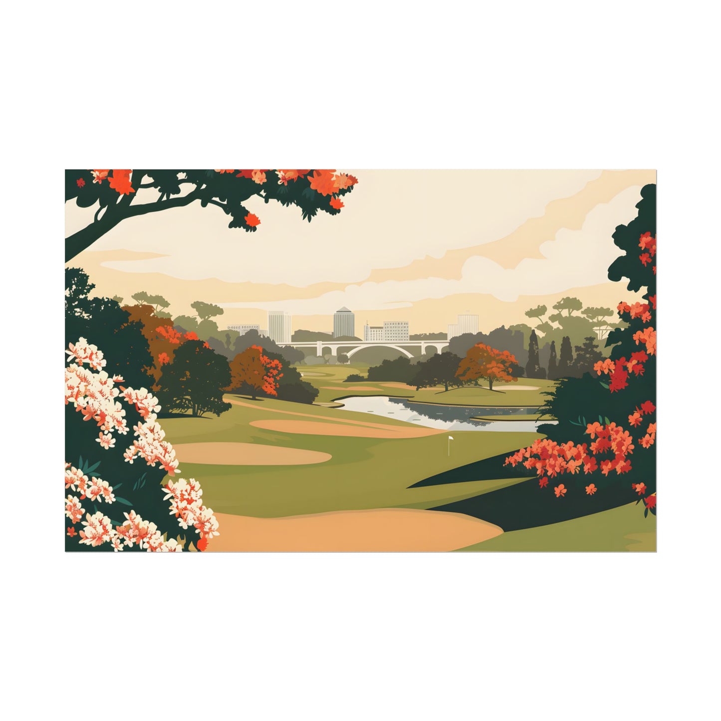 Retro Golf Illustration: Classic Course Art - Poster
