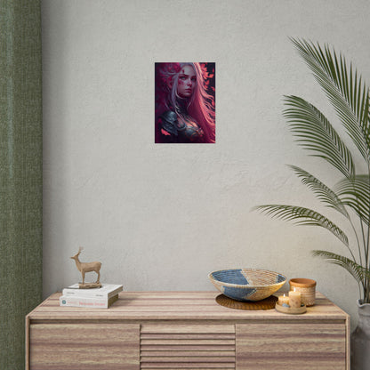 Astonishing Female Portrait with Pink Hair: Artistic Vision - Poster