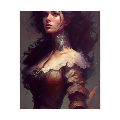 Lovely Brown Hair Portrait: Stunning Female Art - Poster