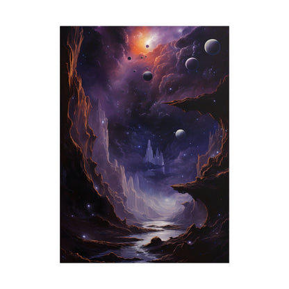 Black Hole Cosmic Odyssey: A Massive Planet's Journey Through Space - Poster