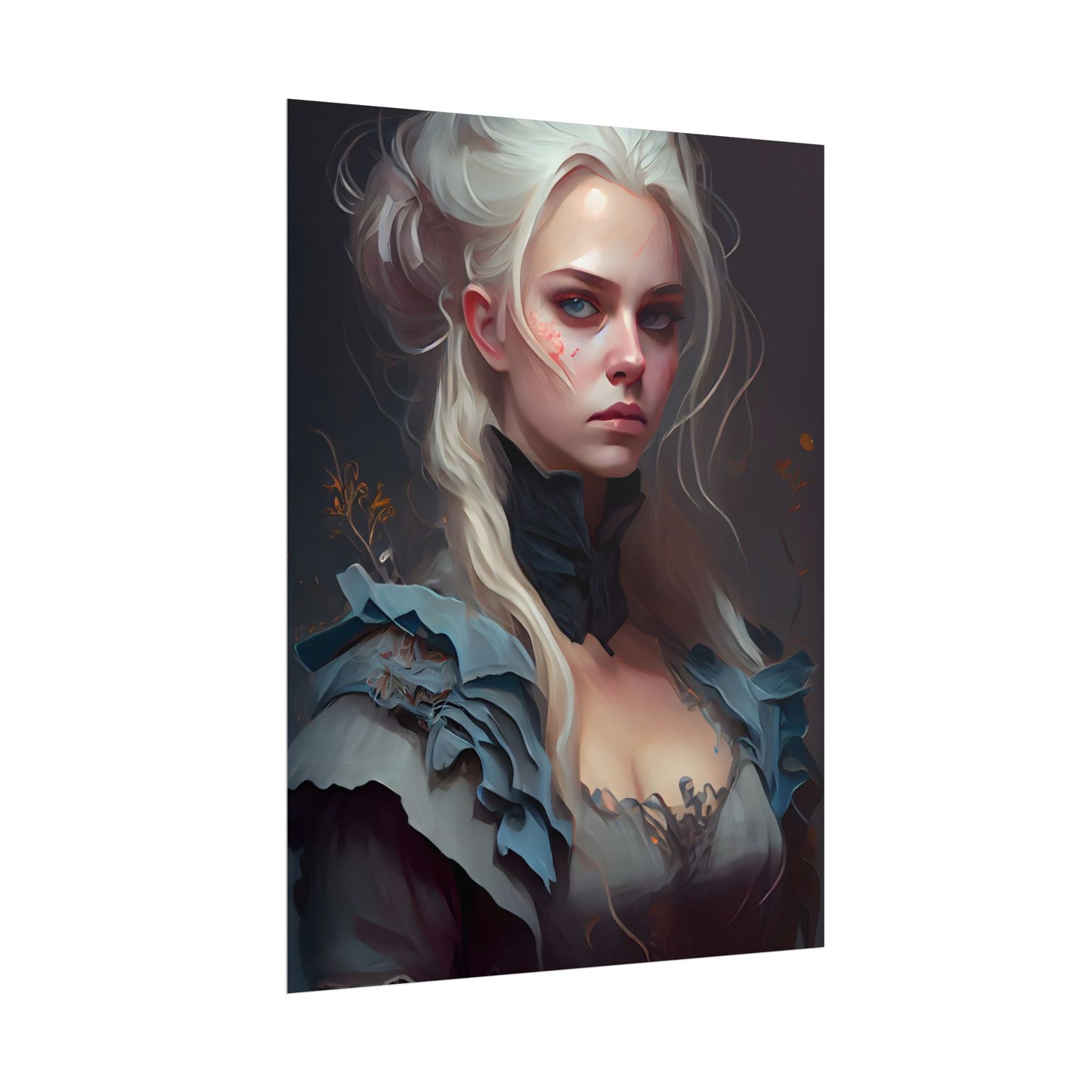 Blonde Profile Portrait: Simple Daylight Dress Art - Poster