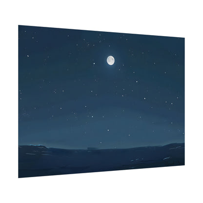 Starry Night Sky: Minimalist Beauty in Blue - Poster
