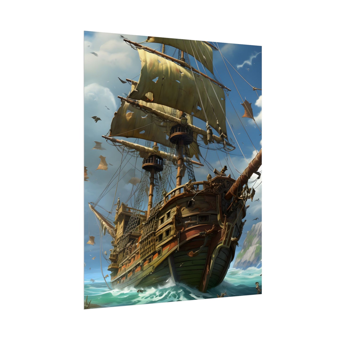 Swashbuckling Time-Traveling Pirate Crew: Colorful Artwork - Poster