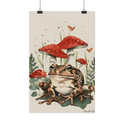 Retro Frog Smile: Colorful Mushroom Friends - Poster