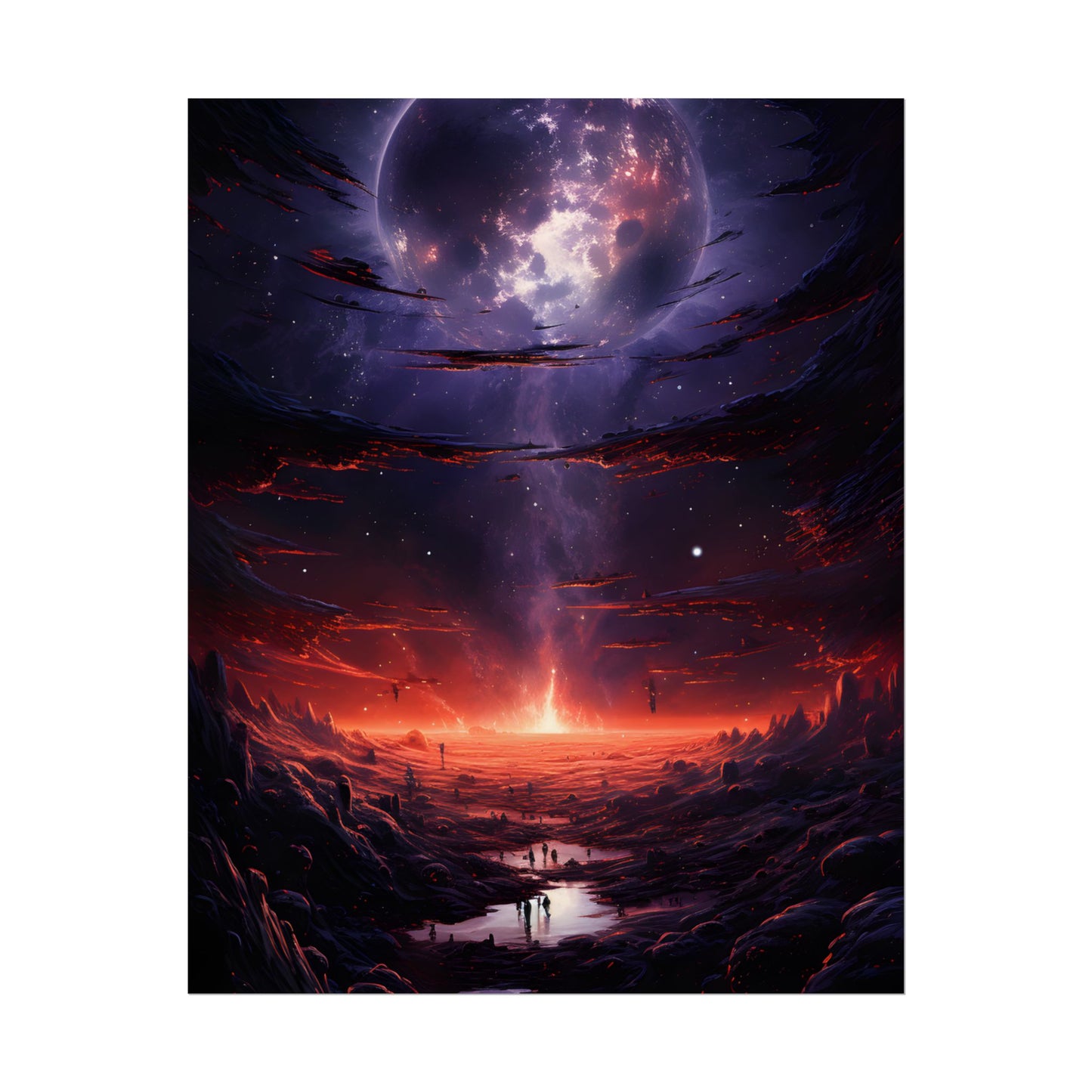 Vivid Black Hole Planet: A Detailed Cosmic Artwork - Poster