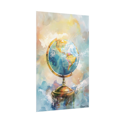 Vintage-Style Globe: World Map with Iconic Features - Poster