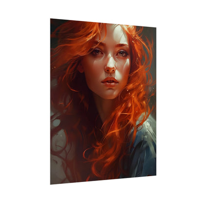 Redhead Female Portrait: Realistic Digital Artwork - Poster