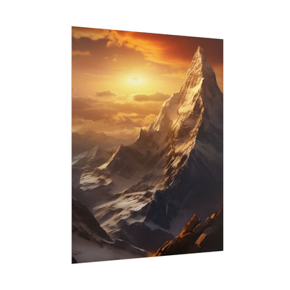 Majestic Mountain Summit: Epic Sunrise View - Nature Landscape Art - Poster