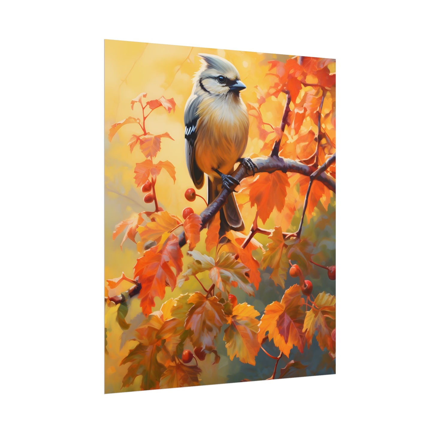 Vibrant Oak Branch: Oil Painting of Nature's Serenity - Poster