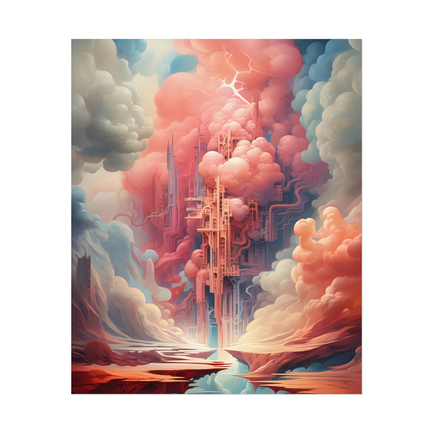 Cyber Dreamscape: Abstract Artwork in Neon Hues - Poster