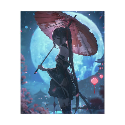 Anime Winter Girl: Gentle Snow Scene Art - Poster