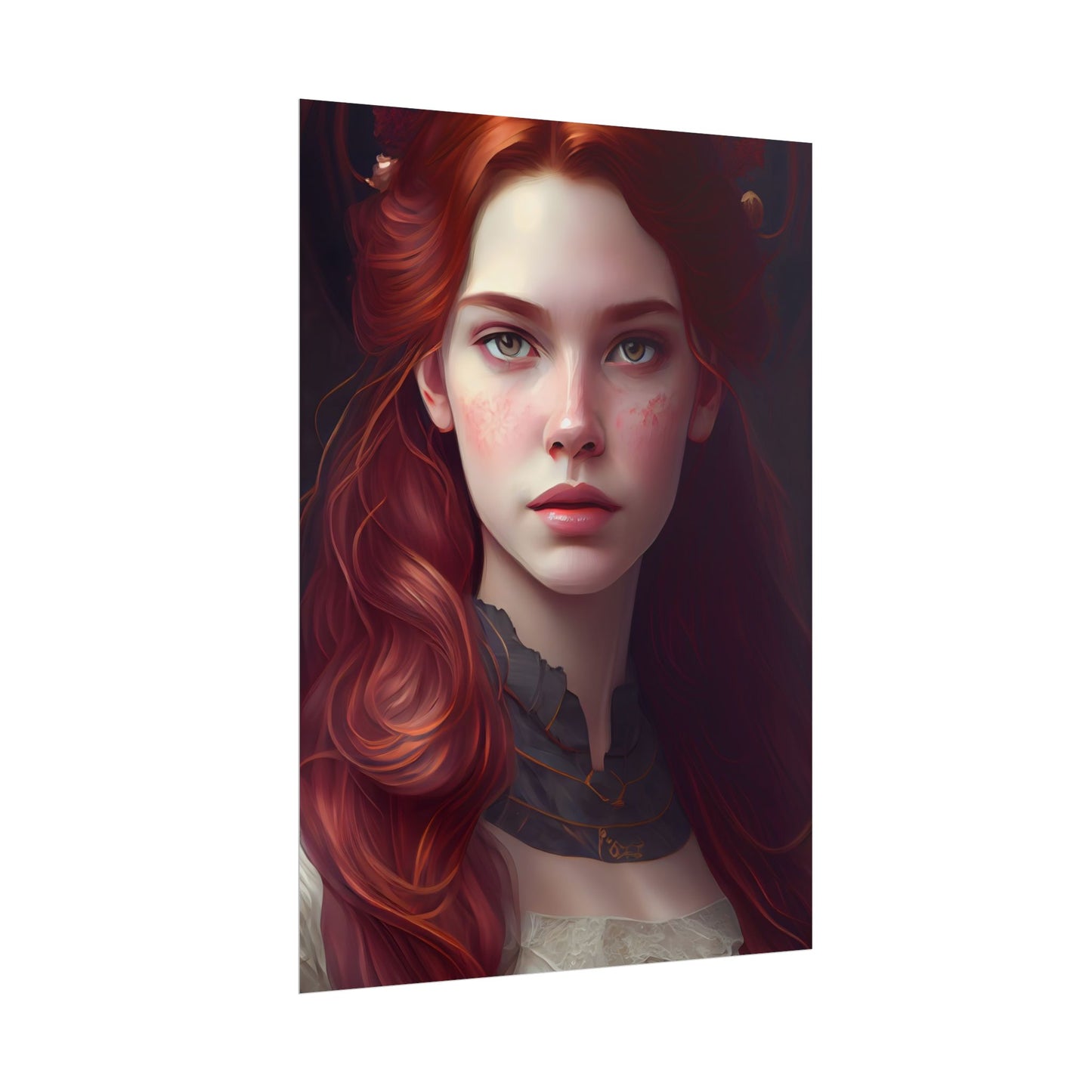 Beautiful Redhead Female Portrait: Classic Timeless Artwork - Poster