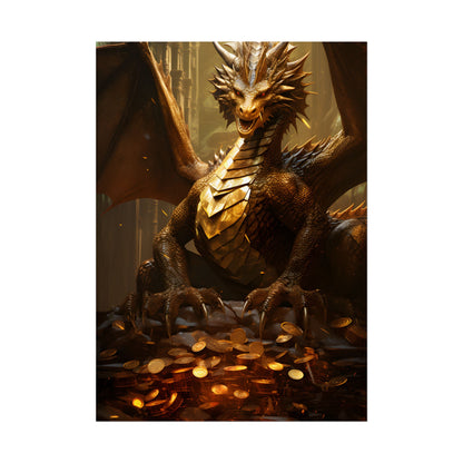 Majestic Dragon Guardian: Fantasy Artwork in a Magical Lair - Poster