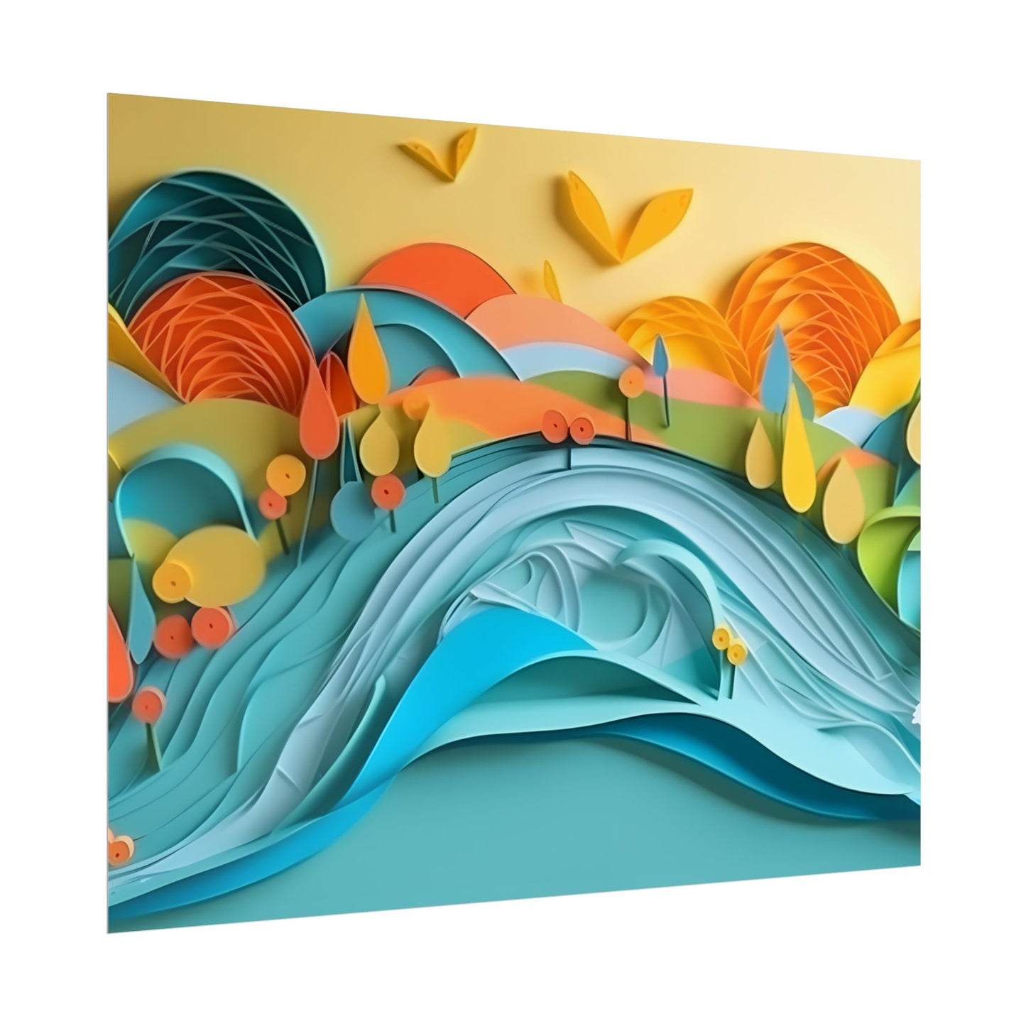 Magical Peaceful Beach: Paper Quilled Serenity - Poster