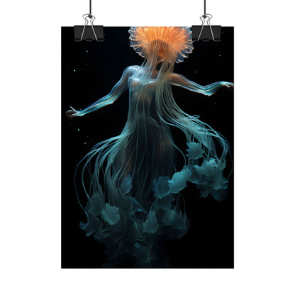 Underwater ballet of luminescent beauty: A dance in motion with oceanic harmony - Poster