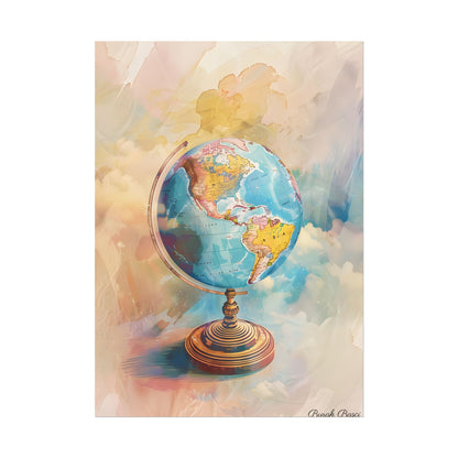 Vintage Globe Adventure: 80 Iconic Landmarks on a Classic Map - Poster