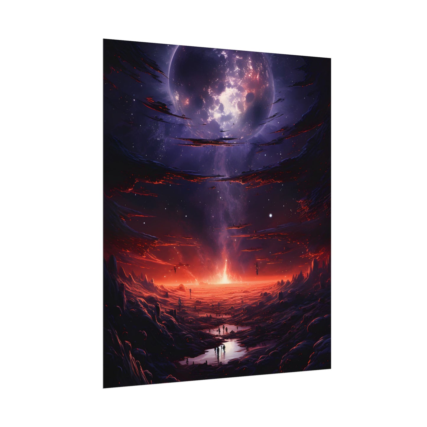Vivid Black Hole Planet: A Detailed Cosmic Artwork - Poster