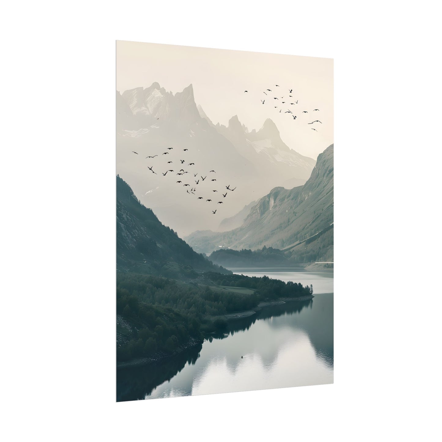 Serene Mountain Lake: A Peaceful Nature Artwork - Poster