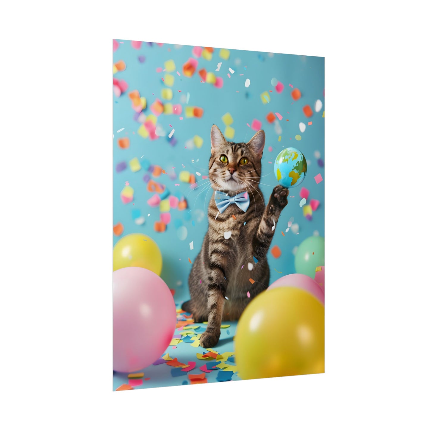 Whimsical Cat in Bow Tie: Close-Up Art Print - Poster