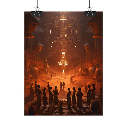 Vibrant Futuristic Tribal Gathering: Digital Art - Poster